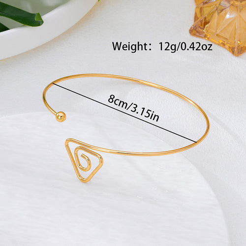 Minimalist Geometric Threaded Open Cuff Bracelet – Niche Fashion Arm Cuff & Statement Jewelry
