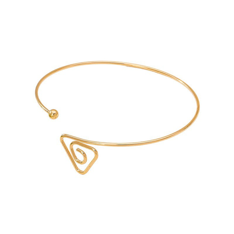 Minimalist Geometric Threaded Open Cuff Bracelet – Niche Fashion Arm Cuff & Statement Jewelry